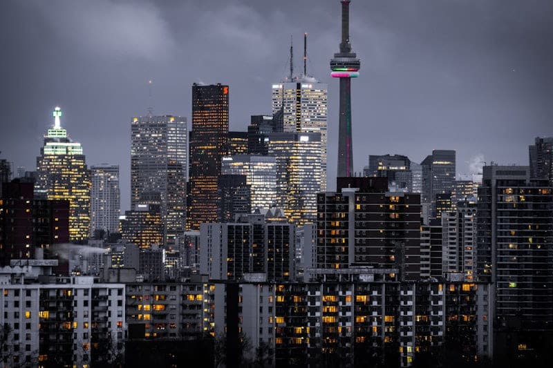 Corporate executive buildings in a major city